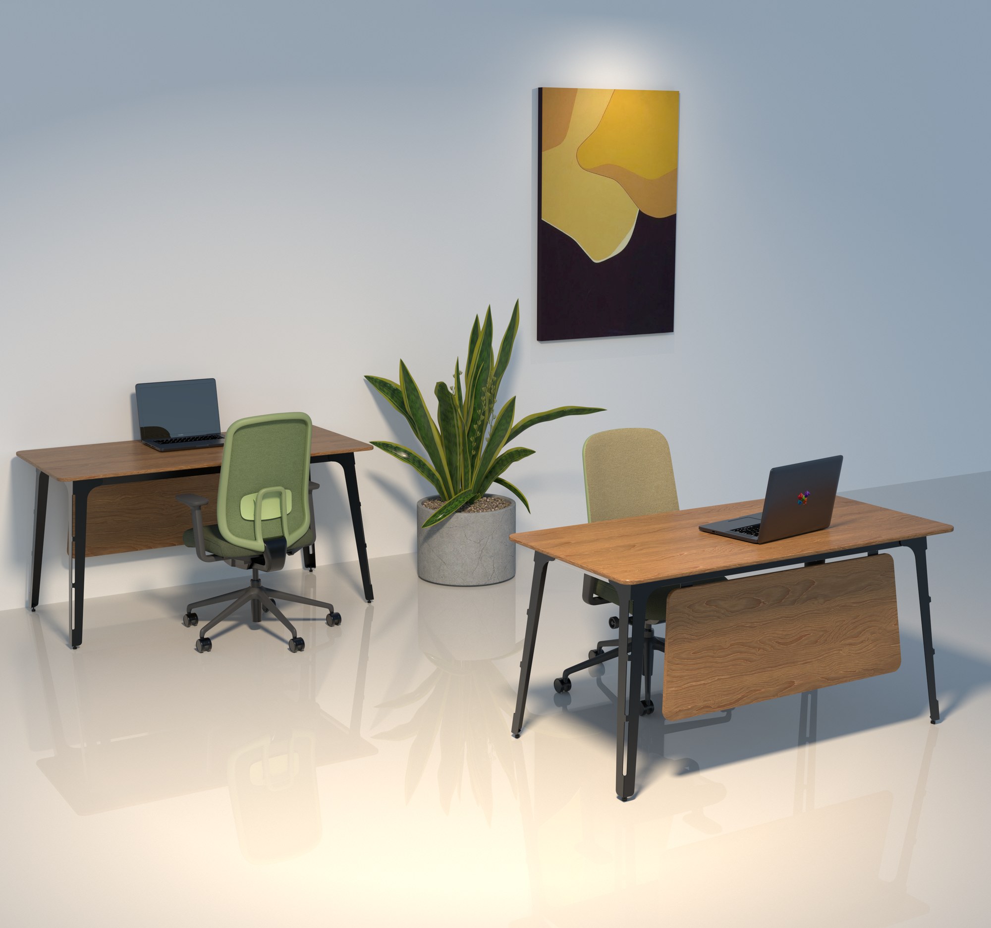چیدمان میز کار 211 در فضای اداری روشن